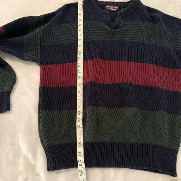 Roundtree and Yorke Knit Sweater Men’s XL Striped Vintage 90s Y2K Cotton Sweater - Picture 7 of 7